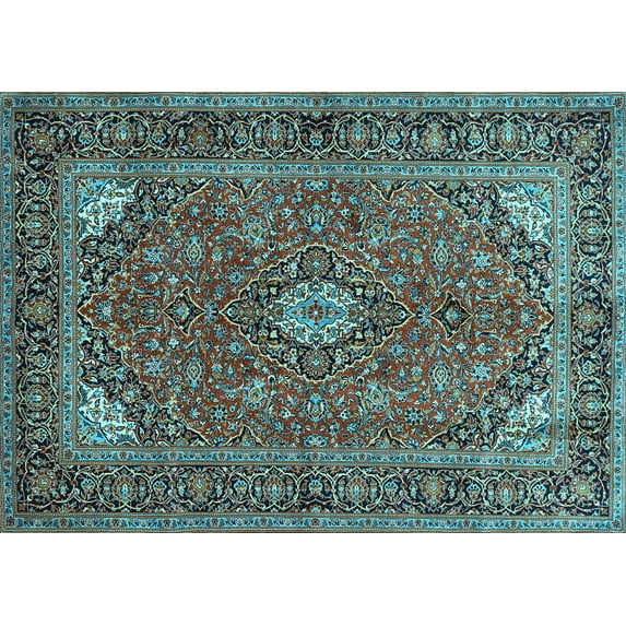 Ahgly Company Indoor Rectangle Persian Light Blue Traditional Area Rugs, 8' x 10'
