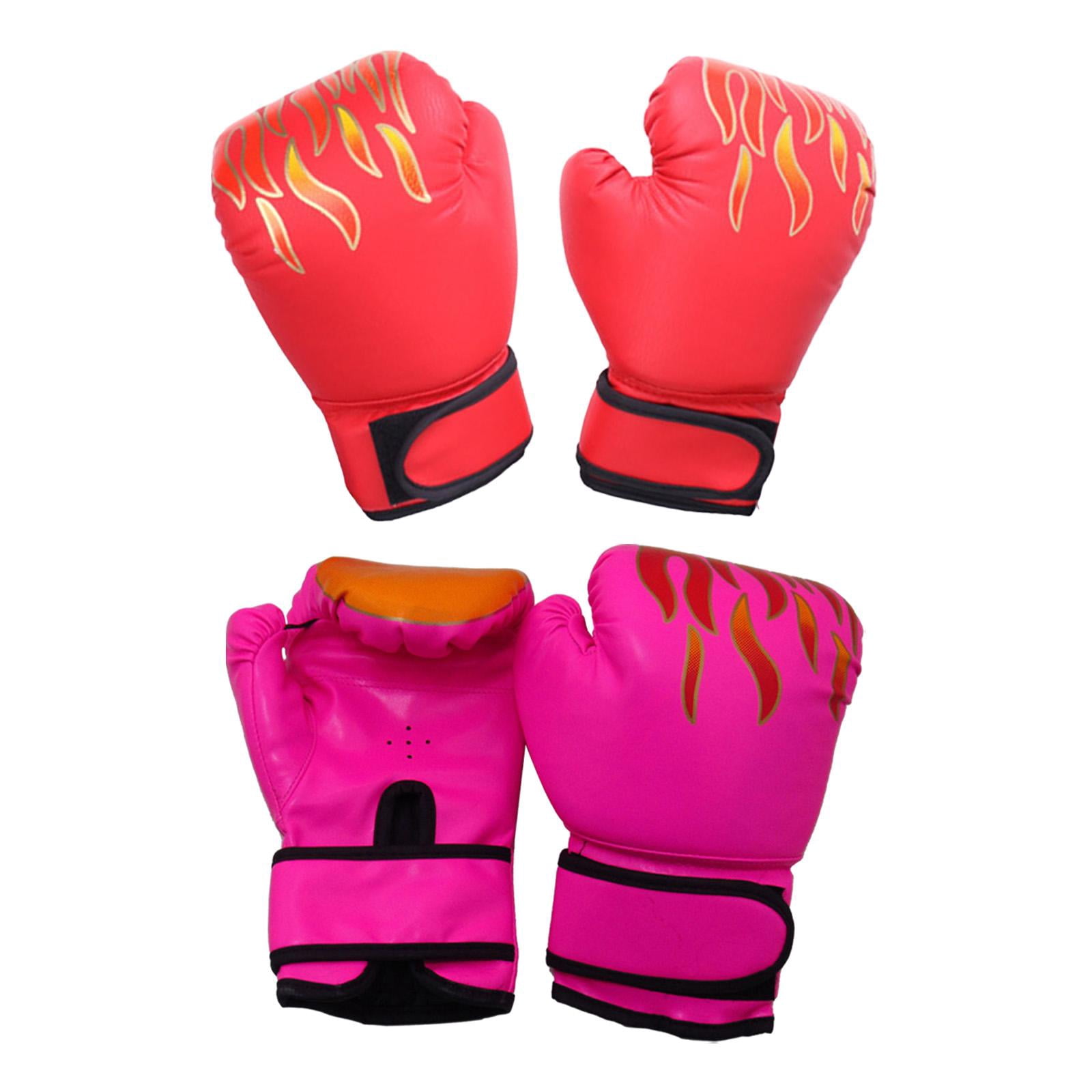 Baoblaze 2 Pair of Kids Boxing Gloves Beginners Home Gym Punching Bag Sparring Gloves Pink and Red