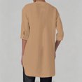 thumbnail image 5 of Lenpel Half Sleeve Womens Tops Cotton Linen V Neck Tunic Blouses with Pockets Fashion Side Split High Low Hem Shirts, 5 of 7
