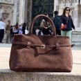 thumbnail image 2 of Bolsos de mano vintage de gamuza sintética para mujer, bolsos y carteras de diseñador de lujo, novedad de 2024, con hebilla de cinturón, asa superior, para hombro bajo el brazo, 2 of 5