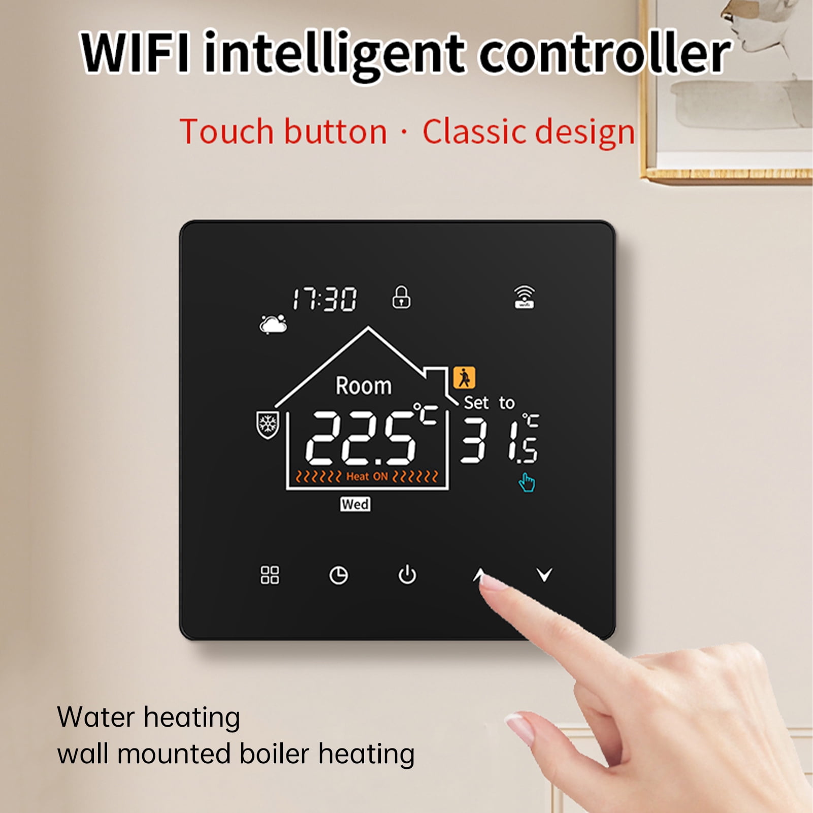 YAHHU Boiler Water Heating 2-In-1 Thermostat Smart Heater Controller Programmable with 4-Level Backlit Display WiFi Compatible