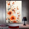 thumbnail image 3 of Mudket Orange Poppy Watercolor Canvas Wall Art, Framed Ready to Hang, Floral Botanical Print, Modern Wall Decor for Living Room Bedroom - 12"L x 8"W, 3 of 10