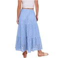 thumbnail image 6 of LWavelet Women Eyelet Embroidery Tiered Midi Skirt Elastic High Waist With Pockets Cute Summer Skirt Sky Blue M, 6 of 8