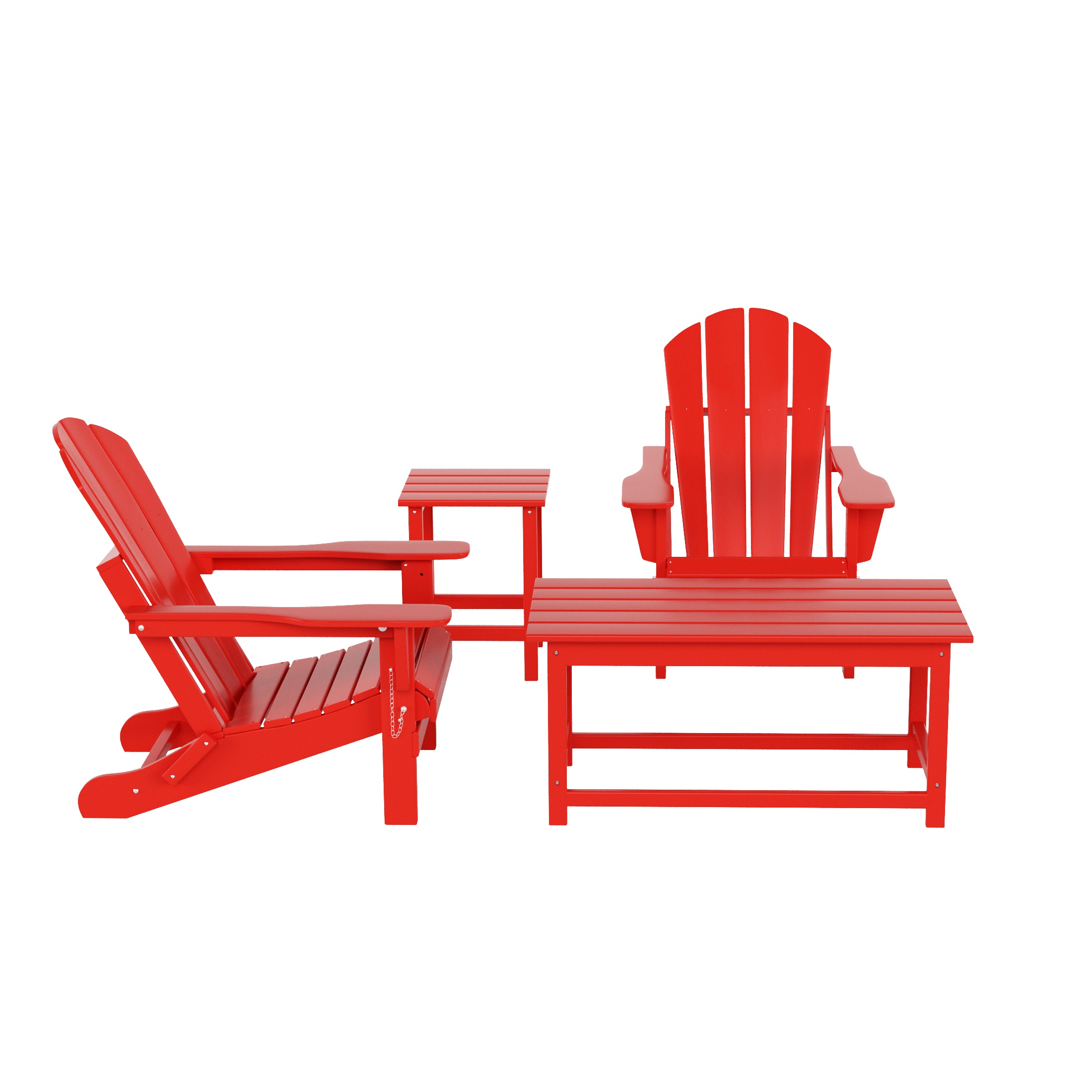WestinTrends Malibu 4-Pieces Outdoor Patio Furniture Set, All Weather Outdoor Seating Plastic Adirondack Chair Set of 2 with Coffee Table and Side Table, Red - image 3 of 7