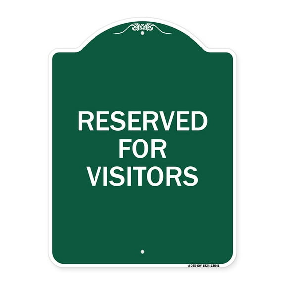 SignMission A-DES-GW-1824-23041 18 x 24 in. Designer Series Sign - Reserved Parking Sign Reserved Parking for Visitors, Green & White