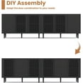 thumbnail image 3 of Modern Storage Cabinet, 94.4" Buffet Cabinet with 6 DIY Doors and Adjustable Shelf, Sideboard Coffee Bar with Solid Wood Feet for Kitchen,Dining Room,Living Room,Black, 3 of 16