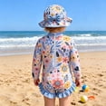 thumbnail image 3 of Tiijoy Girls Cute Ruffle Long Sleeve Rash Guard One Piece Swimsuit UPF 50+ Bathing Suit, 3 of 4