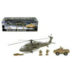 NEWRAY PLAYSET WITH 1:60 SIKORSKY UH-60 BLACK HAWK, MILITARY VEHICLE AND SOLDIERS 21833