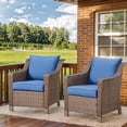thumbnail image 4 of PARKWELL 9 Pieces Outdoor Patio Furniture Set 9-Seat High Back Wicker Conversation Set with Swivel Glider Chairs,Brown Wicker Navy Cushion, 4 of 13