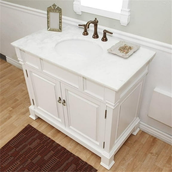 Bellaterra Home 42 in Single sink vanity-wood-white
