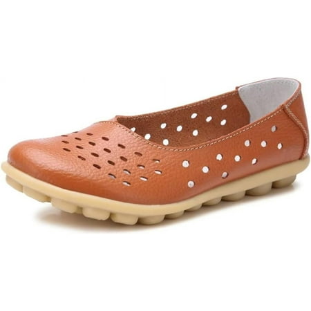 

Women s Leather Shoes Loafers Slip-On Flat Shoes Casual Walking Comfortable Breathable Soft Sole Hollow