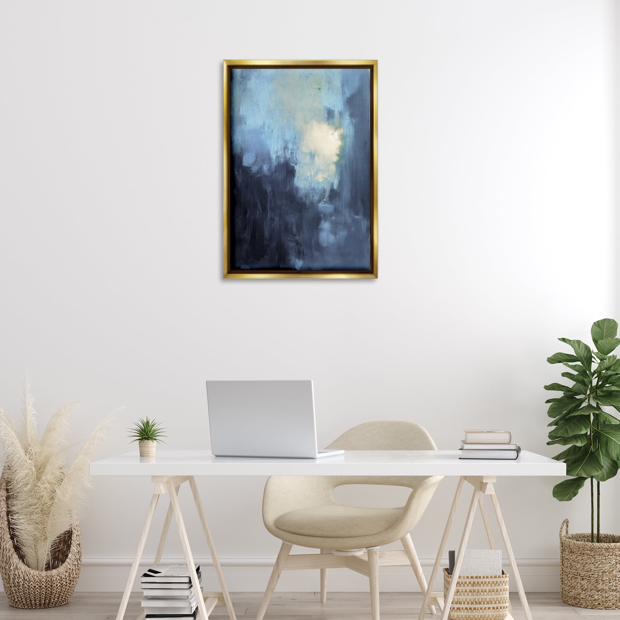 Stupell Industries Modern Masculine Abstract Abstract Painting Gold Floater Framed Canvas Art Print Wall Art, 21 x 31
