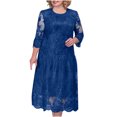 thumbnail image 2 of Ndbuld Women's Fall Winter Casual Dress Ladies' Evening Dress Heavy Industry Lace Embroidered Sequin Pattern Dress Sleeve Round Neck Dress,L-5XL,Blue,3XL, 2 of 7