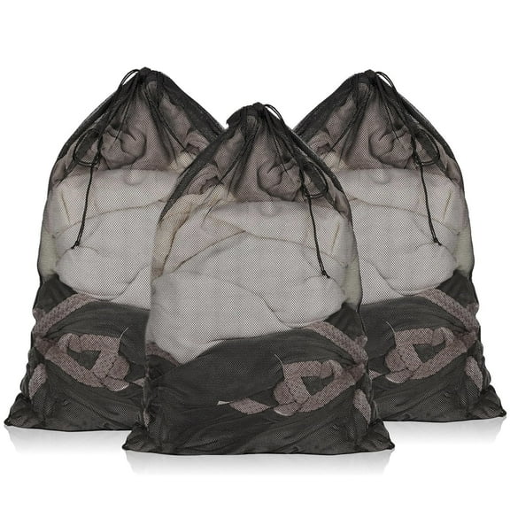 MWAOWM 3 Pack Mesh Laundry Bags, 24" x 36" Heavy Duty Drawstring Bags for Travel, Family and Apartment Dwellers