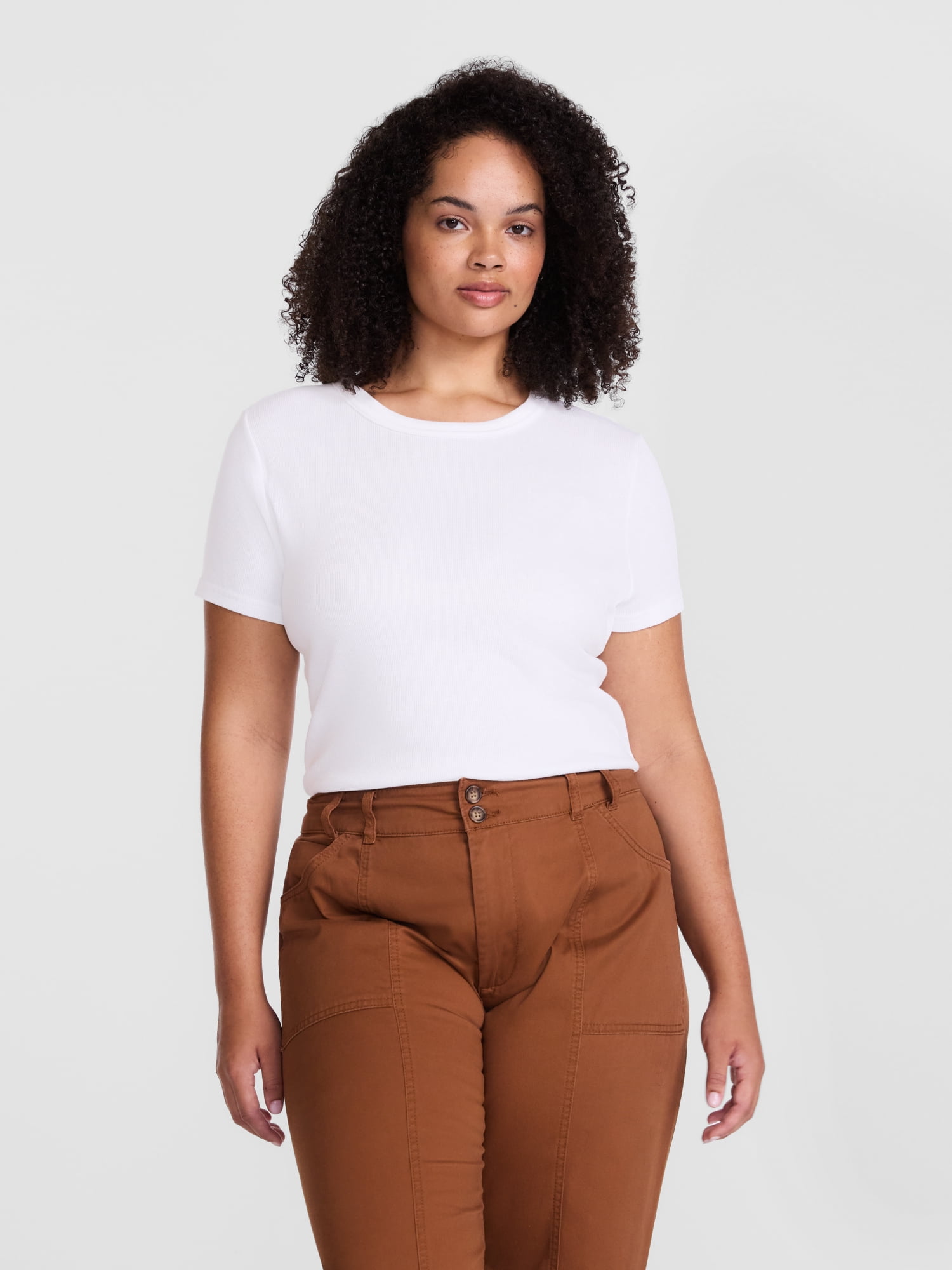 Scenario Women's Rib Tee with Short Sleeves, Sizes XS-XXXL