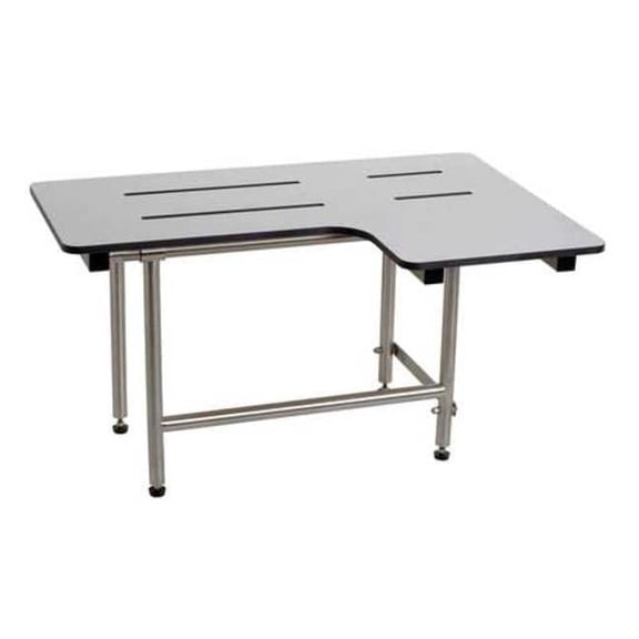 Fold Down Legs, ADA L-Shape Reversible Shower Seat, White