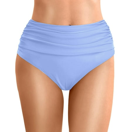 Huowey Women Swimwear High Waist Bikini Bottoms Swim Briefs Beach Shorts Ruched Bottom High Cut Swim Bottom Full Coverage Sports Yoga Shorts Swimbottom Resort Swim Wear Honeymoon Cruise Trendy Wear