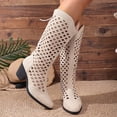 thumbnail image 4 of Women's Knee High Boots Back Zipper Cut-Out Chunky Heel Fall Fashion Tall Boots, 4 of 7