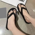 thumbnail image 5 of HomeDM Flip Flops for Women Men Round Toe Slip On Flat Thong Sandals Non-Slip Shower Shoes Summer Beach Sandals, Black Size 5-5.5, 5 of 9