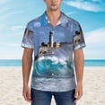 thumbnail image 4 of Easygdp Lighthouse in Havana Men's Hawaiian Shirts Print Lapel Short Sleeve for Beach, vacation, party, casual occasions - XX-Large, 4 of 9