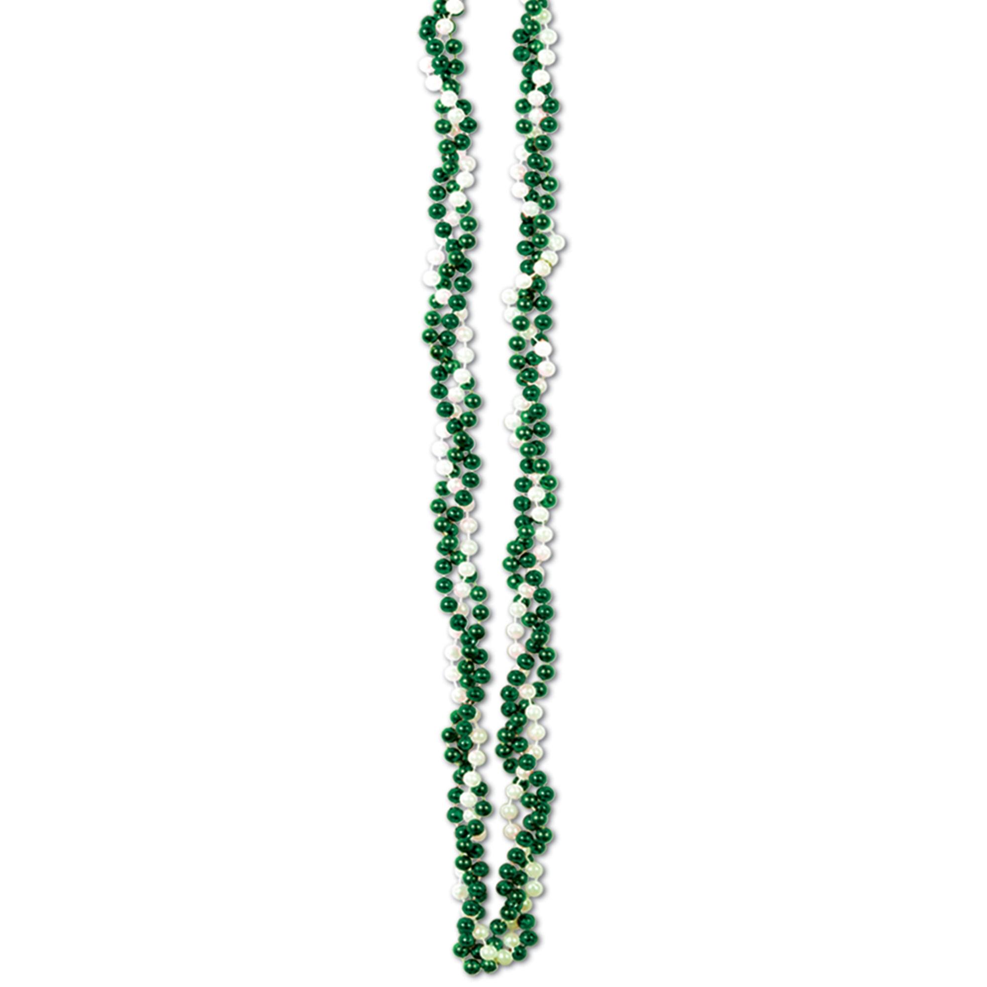Beistle Braided Beads Necklace 33" Green/White 50577-GW