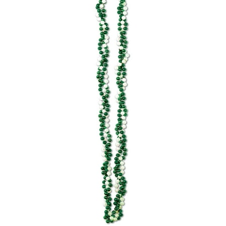 Beistle Braided Beads Necklace 33" Green/White 50577-GW