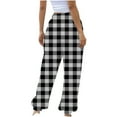 thumbnail image 4 of qolati Womens High Waist Sweatpants Casual Plaid Print Cinch Bottom Sports Pants Athletic Loose Workout Joggers Lounge Trousers, 4 of 5