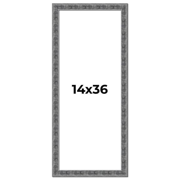 14x36 Frame Silver Black Rustic Sonoma Solid Wood Picture Frame | 1.5 Inch Moulding Width |