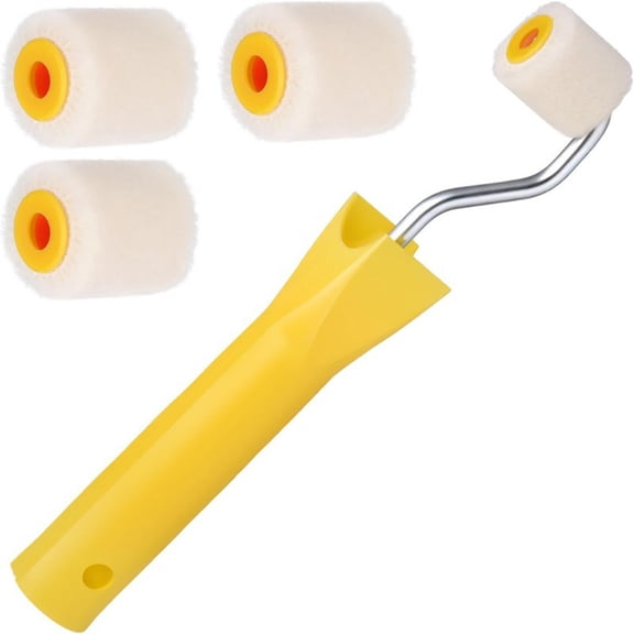 5Piece Compactly Paint Roller Set With 1Inch Wool Roll Brush Perfect For Detailed Edges And Hard To Reach Corners
