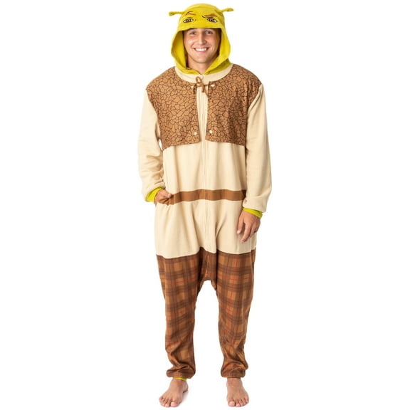 Shrek Men's Hooded One Piece Union Suit Pajama Lounge Costume Kigurumi Sleepwear