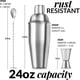 thumbnail image 4 of Juego de coctelera grande de acero inoxidable de 24 oz - Juego de coctelera Martini con colador incorporado, taza medidora de doble cara y cuchara Muddler - Coctelera Shuxiu Wang  9024715002570, 4 of 4