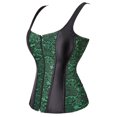 thumbnail image 2 of Women's Corset Tops Overbust Bustier Corset Top For Women Zipper Corset Vest For Women Renaissance Corset Plus Size Green 2XL, 2 of 3
