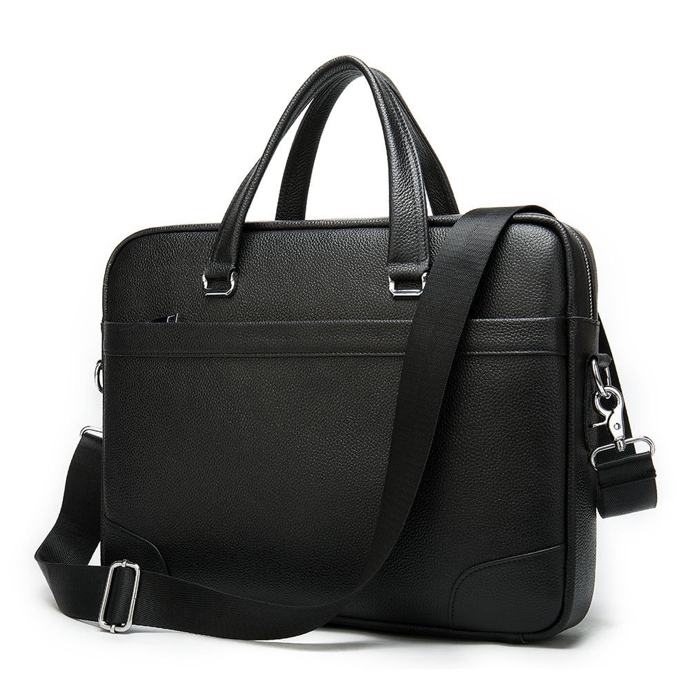 Men s Leather Bag Messenger Bag Business Bag Totes Handbags Briefcases Genuine Leather 14 Inch Laptop Bags Black Computer Bags for Document Walmart