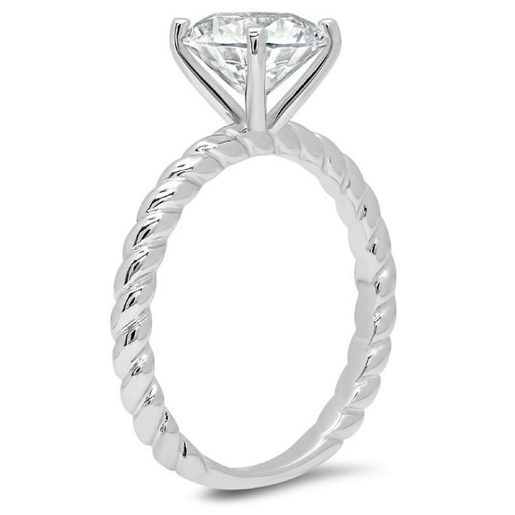 2 ct Round Cut White Sapphire Solitaire Engagement Ring for Women in 18K White Gold