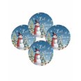 thumbnail image 7 of 13 Inch Round Placemats Set of 4, Dark Blue Snowman Christmas Non Slip Heat Insulation PP Table Mats, Xmas Tree Snowflake Gifts Washable Place Mats for Kitchen Dining Party Table Decor, 7 of 7