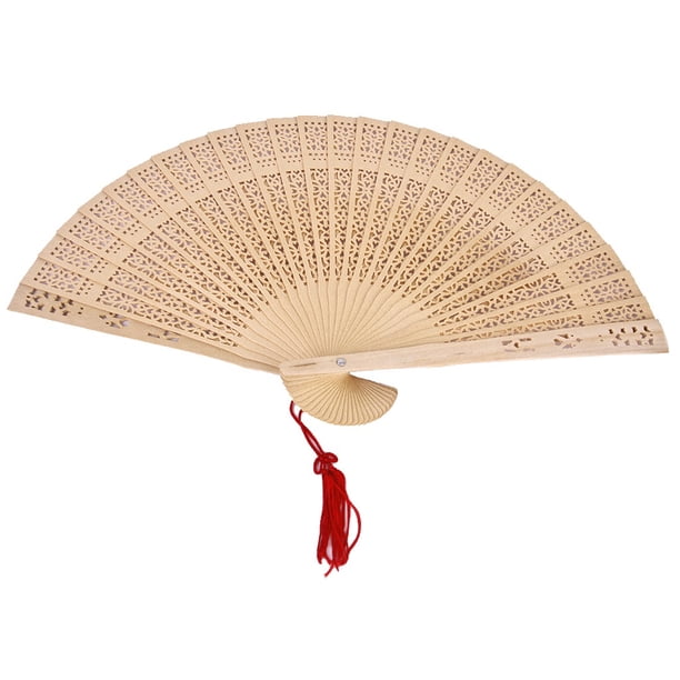 Ventilador de mano de sándalo japonés chino perfumado de madera for la fiesta de boda Cosplay