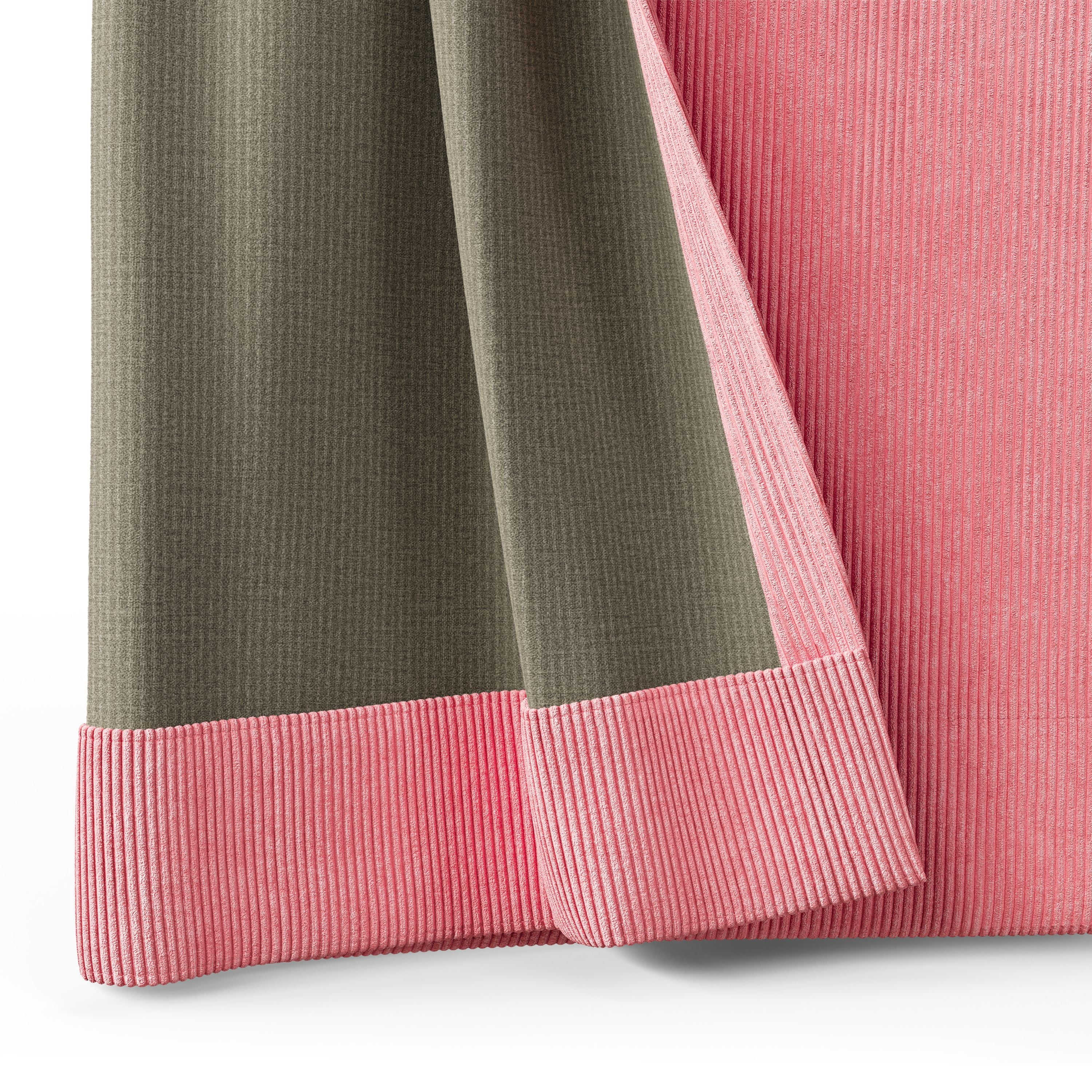 Mainstays Kids Pink Ribbed Corduroy Blackout Single Curtain Panel, Rod Pocket with Back Tabs, 38 in x 84 in