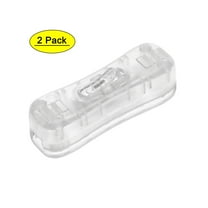 Uxcell Inline Cord Switch AC 250V 2A SPST Feed-Through Rocker Switch for Bedroom Table Lamp Desk Light Clear 2Pack