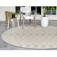 thumbnail image 3 of Rugs.com Jill Zarin Outdoor Collection Rug – 6' 7 Round Gray Cream Flatweave Rug Perfect For Kitchens, Dining Rooms, 3 of 7