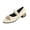 Beige, variant on Willtoo Women's Vintage Mary Jane Flat Pumps Low Block Heel Slip On Shoes Elegant Rhinestone Pearl Decor Strap Casual Dress Shoes