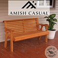 thumbnail image 4 of Amish Casual Banc de Jardin Extérieur de 5 Pieds en Bois Traité sous Pression, Robuste, avec Porte-Gobelets - Conception à Dossier Rabattable Fabriquée par Amish en Teinture Cèdre, Capacité de Charge de 700 Lb, 4 of 4