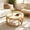 Natural, variant on WanKaMom Solid Wood Round Coffee Table, Handwoven Rattan Top Boho Furniture, Sturdy Curved Leg Design Holds 110LBS, Vintage Living Room Tea Table, Easy Assembly