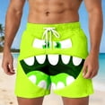 thumbnail image 2 of Mens Board Shorts Swimwear Funny Face Print 5 Inch Swim Trunks Lightweight Drawstring Beach Shorts Relaxed Fit Summer Light Green S, 2 of 5
