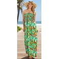 thumbnail image 4 of LA LEELA Women's Beach Maxi A-Line Casual Summer Slit Party Strapless Tube Top Dress One Size Shamrock Green, Tropical, 4 of 5