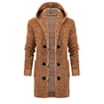 thumbnail image 2 of IROINNID Men's Cardigan Long Sleeve Solid Color Casual Autumn And Winter Wool Line Horn Button Coat, 2 of 6
