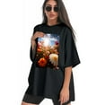 thumbnail image 3 of Plus Size Shirt for Women Black Tops for Women Short Sleeves Shirt for Women Flowers T Shirt Crewneck Shirt for Women XL, 3 of 5