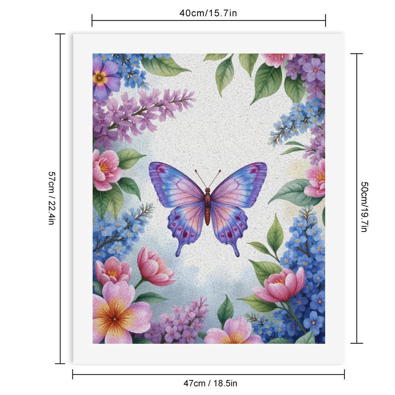 Paint By Numbers Kit for Adults Beginner - Radiant Butterfly Floral Frame DIY Canvas Painting Kits for Adults, Frameless Paint By Number for Adults for Home Wall Decor 16x20 Inch