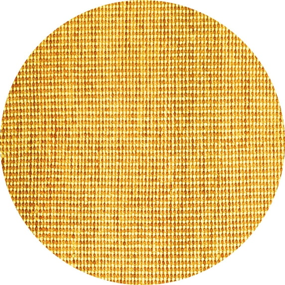Ahgly Company Machine Washable Indoor Round Abstract Yellow Contemporary Area Rugs, 3' Round