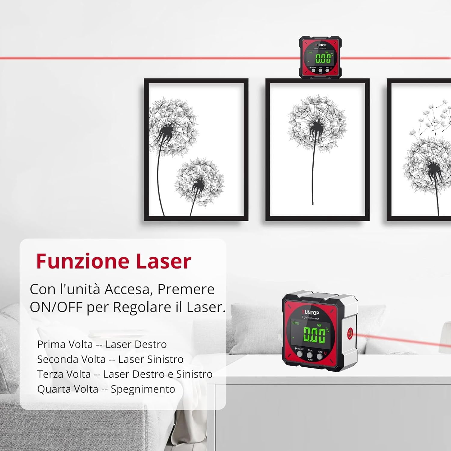 Digital Laser Level Box - 4-Side Magnetic Angle Finder (±0.2° Accuracy, IP54 Waterproof, USB-C Rechargeable) for Woodworking & Home Decor