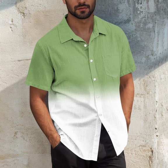 S-5X Plus Size Mens Big & Tall Shirts with Pocket Short Sleeve Tshirts Shirt Button-Down Collared Casual Gradient Printed Hawaiian Beach Tees Tops